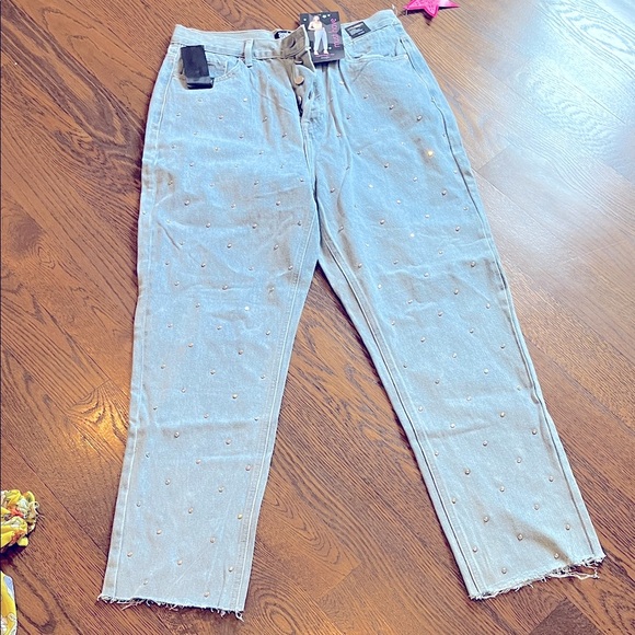 Simple Society 11/30 Light Blue Embellished Jeans - Picture 1 of 2
